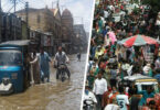 Karachi ka shehri tosee ka manzar, barhte mosmi khatraat, sea level rise aur urban population growth ka aerial view
