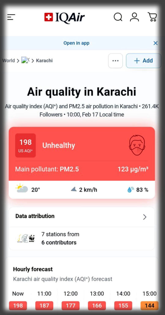 Karachi weather and air pollution update with thunderstorm forecast and AQI 198 recorded
